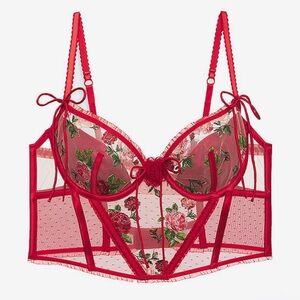 For Love and Lemons Anika Red Floral Corset size XS